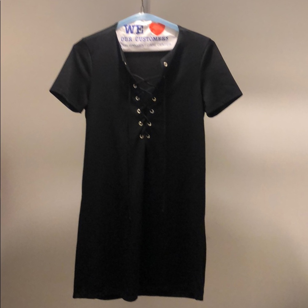 Black lace up dress